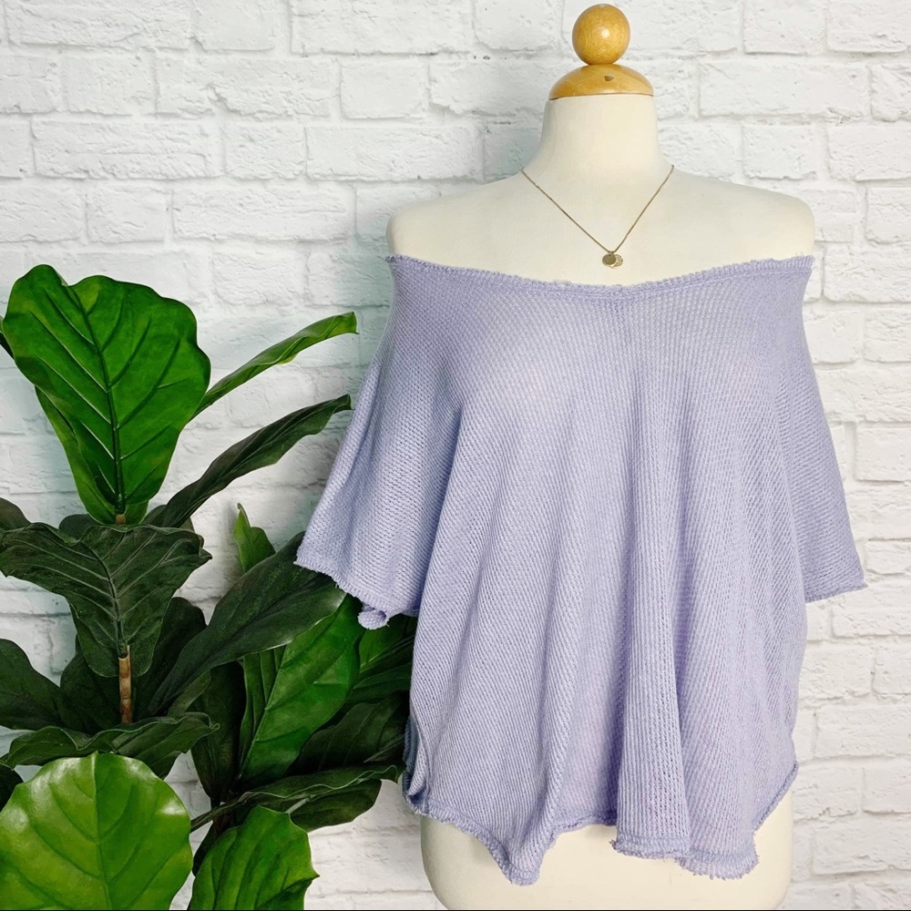 URBAN OUTFITTERS lilac waffle knit raw hem sweater